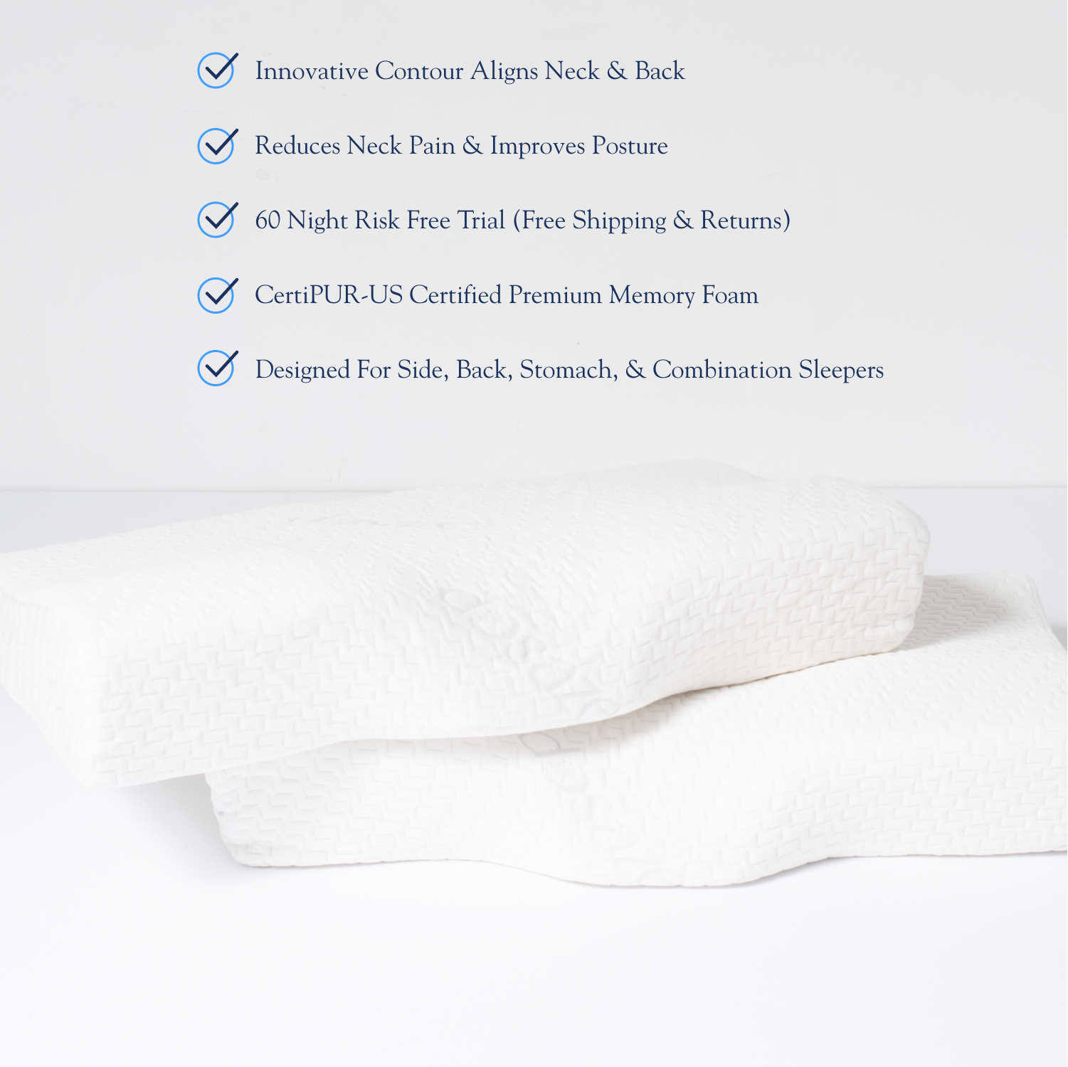 Contoured Orthopedic Pillow | Premium Memory Foam, Cooling Fabric & Support for Side, Stomach, and Back Sleepers