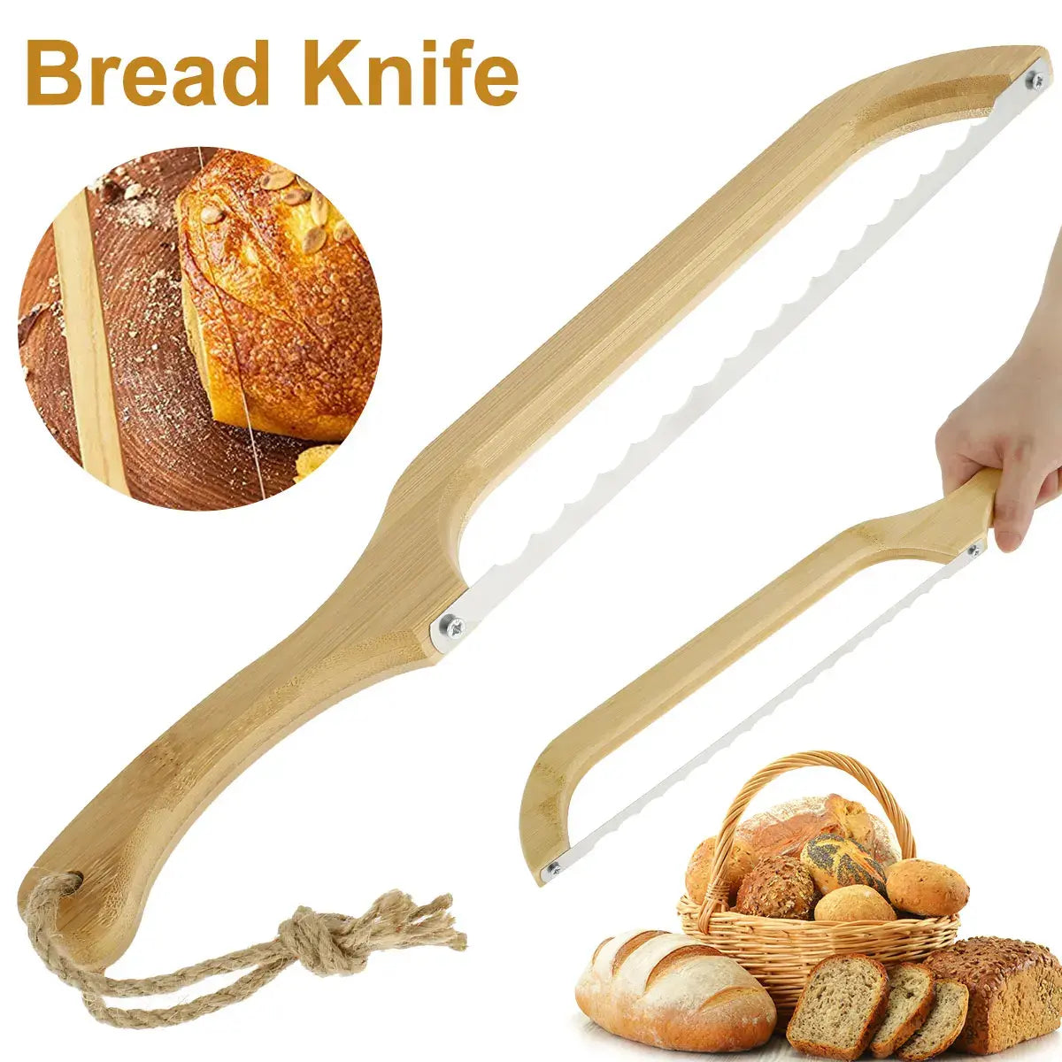 Bread Knife | Ergonomic Wooden Handle & Razor-Sharp Stainless Steel Blade for Sourdough, Bagels & Baguettes