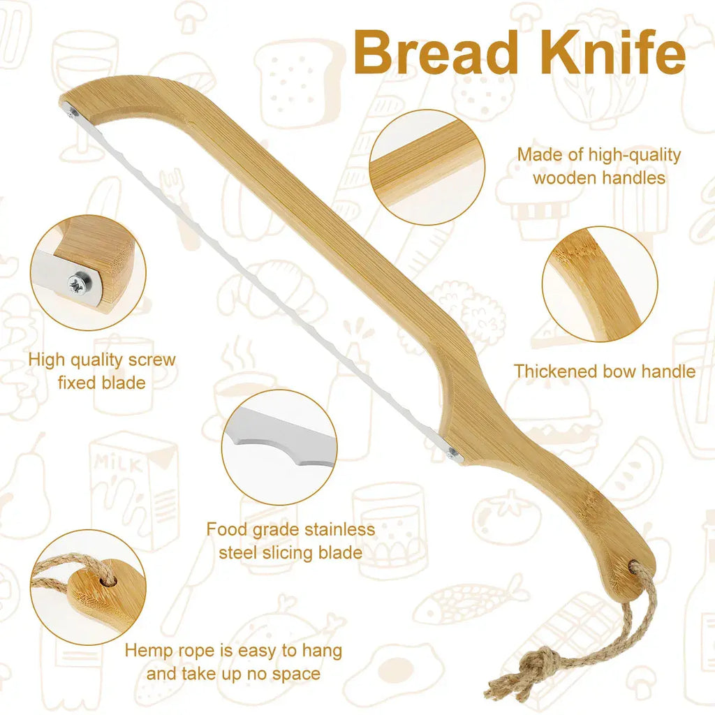 Bread Knife | Ergonomic Wooden Handle & Razor-Sharp Stainless Steel Blade for Sourdough, Bagels & Baguettes