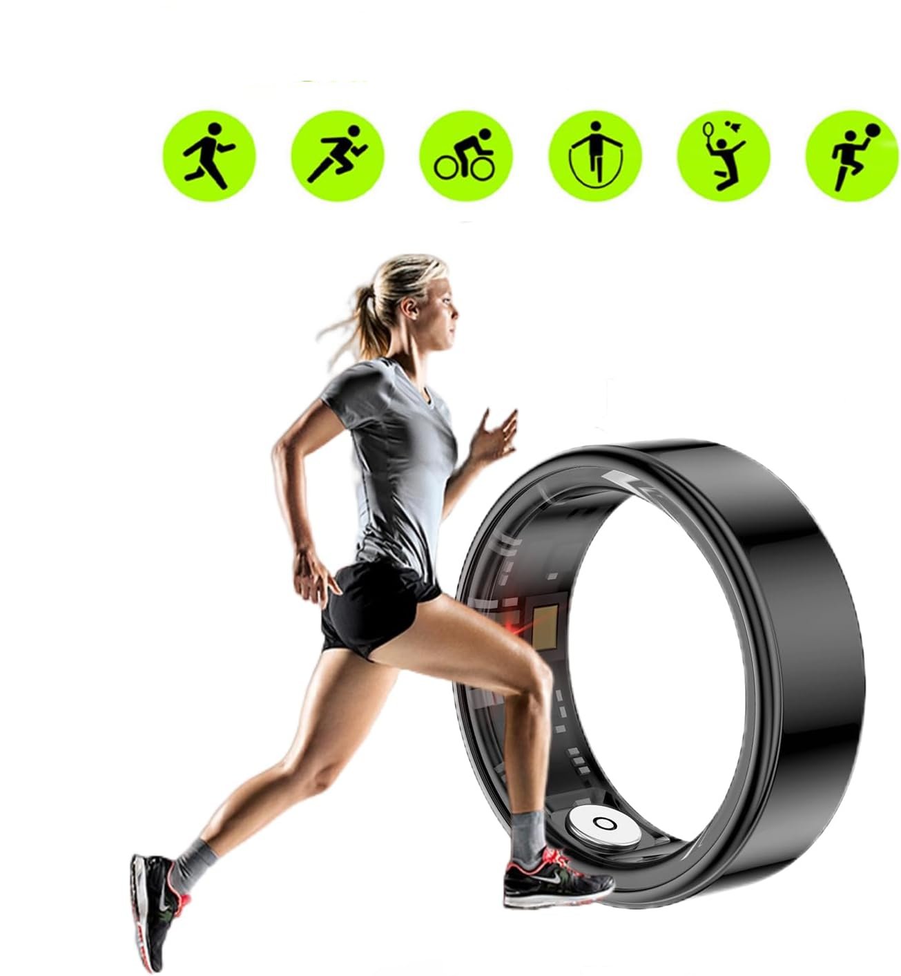 Titanium smart ring for men and women, designed to monitor blood pressure and track health metrics. Stylish and multifunctional.