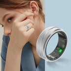 Titanium smart ring for men and women, designed to monitor blood pressure and track health metrics. Stylish and multifunctional.