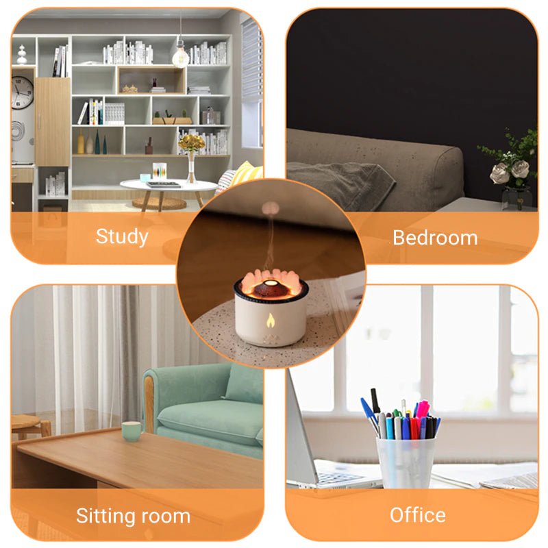 Volcano Aroma Diffuser and Humidifier - Flame Effect for Bedroom, Living Room, Office, Spa & Yoga Use