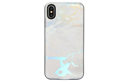 White Holo Marble Battery Power Phone Case