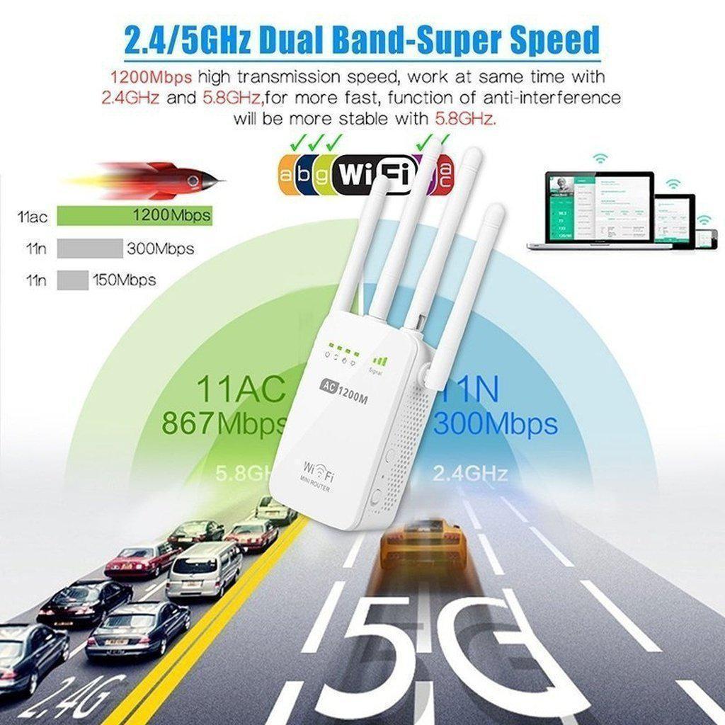 1200Mbps Dual Band 2.4/5G Wireless Range Extender WiFi - Balma Home