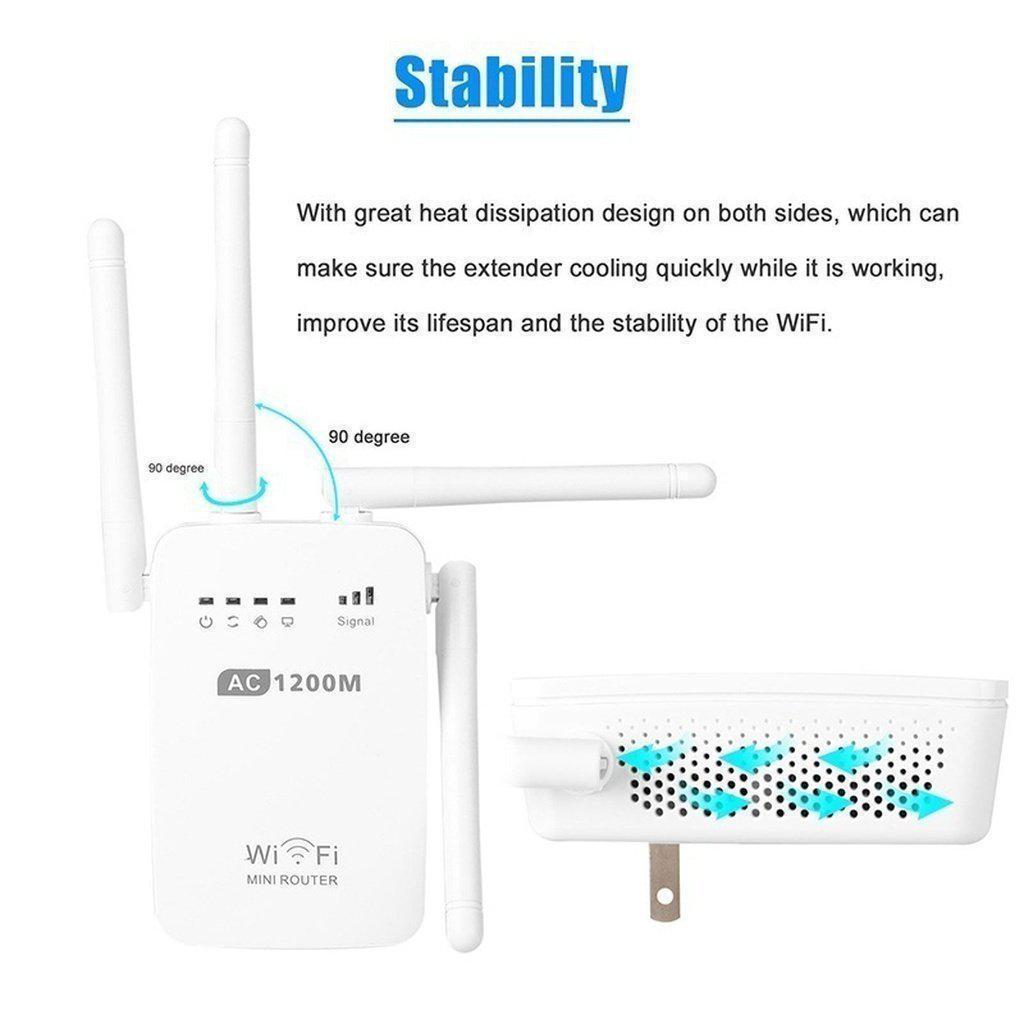 1200Mbps Dual Band 2.4/5G Wireless Range Extender WiFi - Balma Home