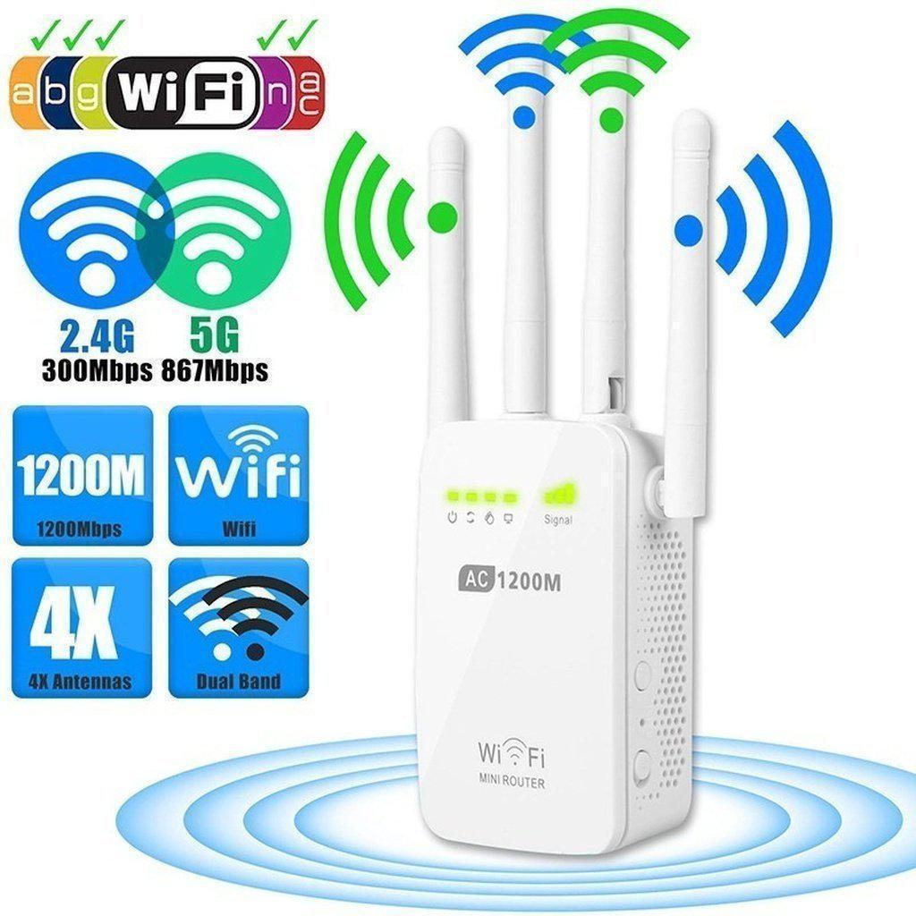 1200Mbps Dual Band 2.4/5G Wireless Range Extender WiFi - Balma Home