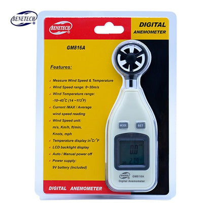 Wind Speed Meter with LCD Backlight Display Handheld Windmeter