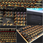 Mechanical Keyboard Gaming Russian Keyboard Retro Round Glowing Keycap