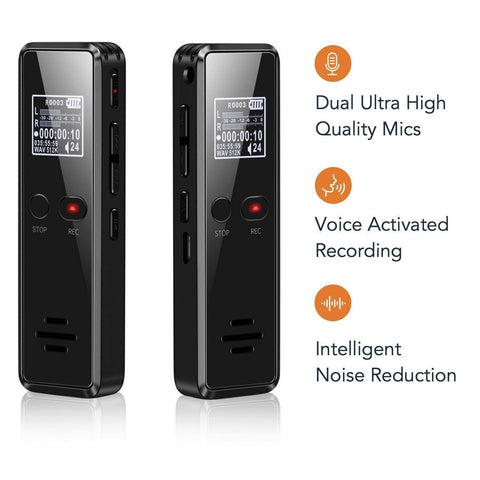 Professional Digital Voice Recorder by Timeqid | Audio Sound Recorder | Auto Saving Files, Voice Activated Recorder (VOR) with Built-in Speaker, Tape Recorder Noise Reduction High Definition Audio 16GB - Balma Home