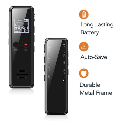 Professional Digital Voice Recorder by Timeqid | Audio Sound Recorder | Auto Saving Files, Voice Activated Recorder (VOR) with Built-in Speaker, Tape Recorder Noise Reduction High Definition Audio 16GB - Balma Home