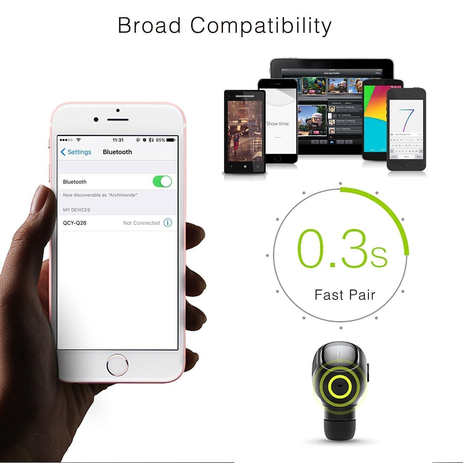 Q26 Mini In-ear Wireless Bluetooth 4.1 Earbud For iPhone/Samsung