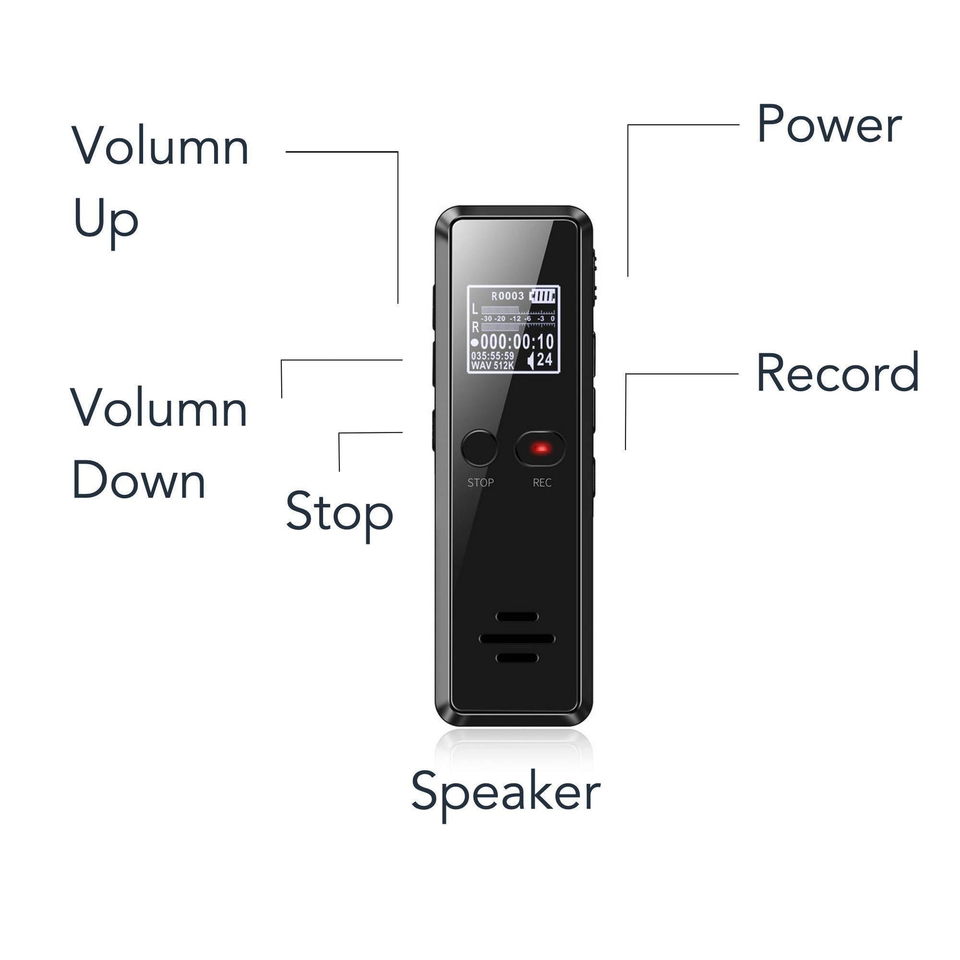 Professional Digital Voice Recorder by Timeqid | Audio Sound Recorder | Auto Saving Files, Voice Activated Recorder (VOR) with Built-in Speaker, Tape Recorder Noise Reduction High Definition Audio 16GB - Balma Home