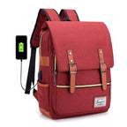 Vintage Laptop Backpack College School Bag with USB Port