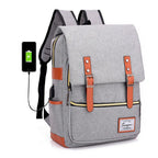 Vintage Laptop Backpack College School Bag with USB Port