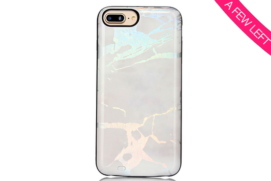 White Holo Marble Battery Power Phone Case