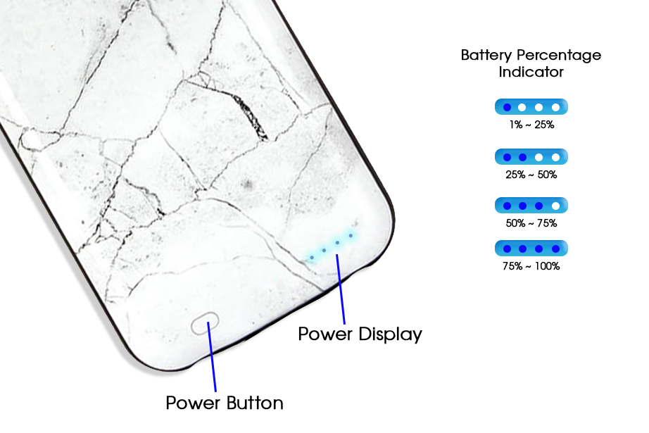 White Holo Marble Battery Power Phone Case