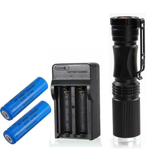 Zoomable LED Flashlight+Battery+Charger