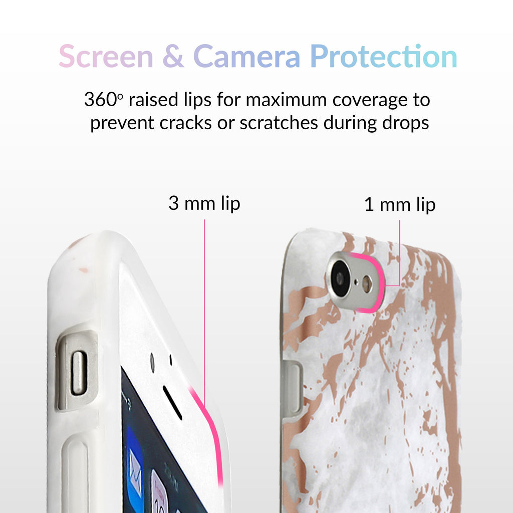 White Marble Rose Gold Chrome iPhone Case - Balma Home