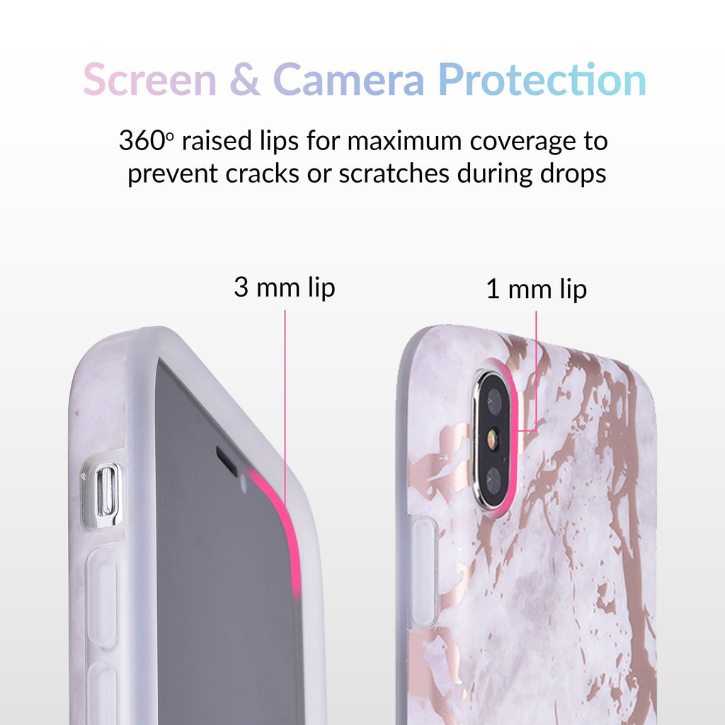 White Marble Rose Gold Chrome iPhone Case