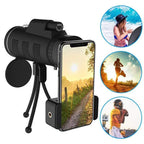 40X60 Monocular Telescope HD Prism Scope with Compass Phone Clip Tripod