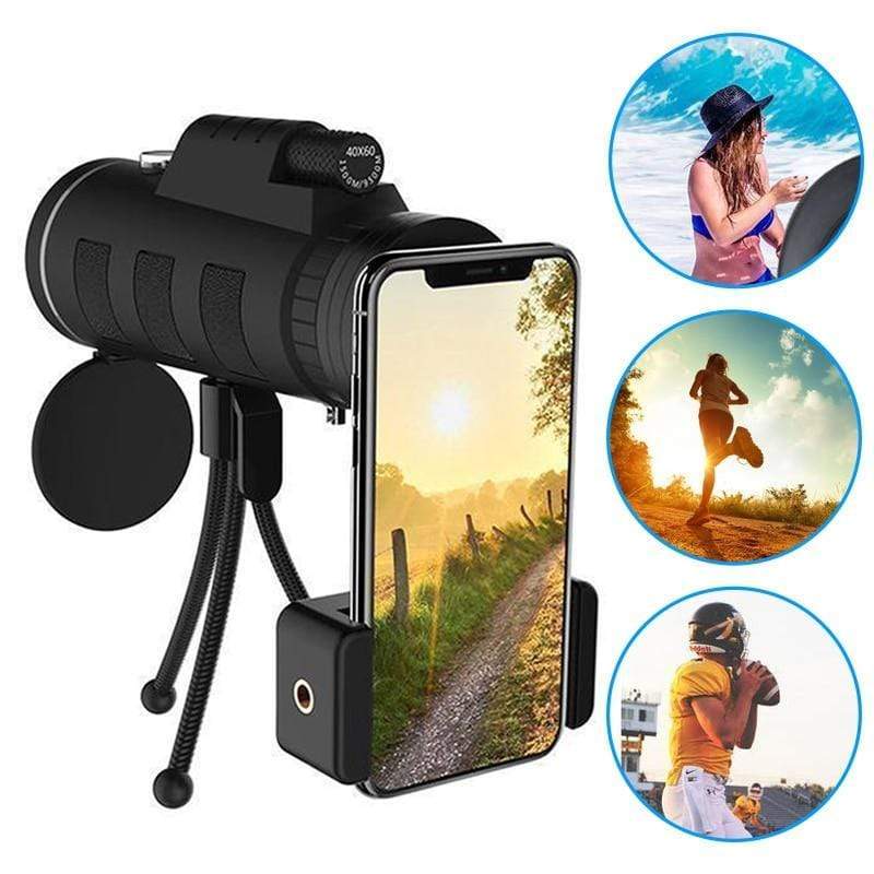 40X60 Monocular Telescope HD Prism Scope with Compass Phone Clip Tripod