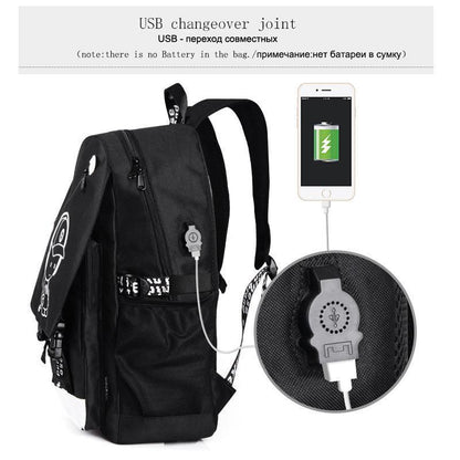 Boys School Charging Backpack Student Luminous Animation Usb Charge Changeover Joint - Balma Home