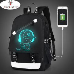 Boys School Charging Backpack Student Luminous Animation Usb Charge Changeover Joint