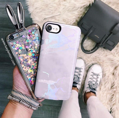 White Holo Marble Battery Power Phone Case