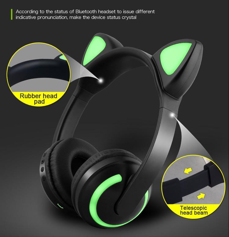 Cat Glowing Bluetooth Headphones - Balma Home