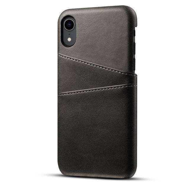 Retro iPhone Xs Max/Xs/X/Xr Calf Grain Leather Slim Case