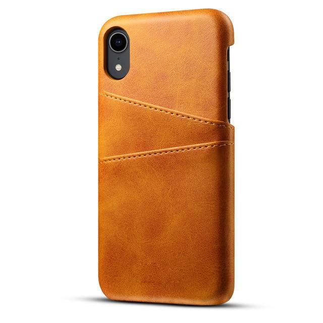 Retro iPhone Xs Max/Xs/X/Xr Calf Grain Leather Slim Case