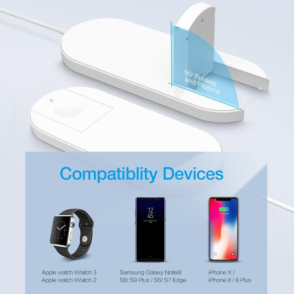 2 in 1 Wireless Charging Pad for Smartphone & iWatch - Balma Home