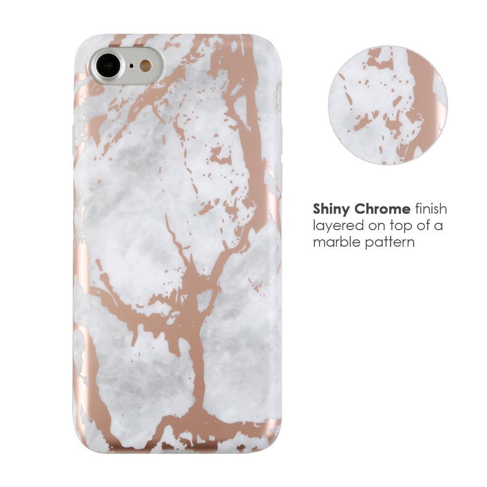 White Marble Rose Gold Chrome iPhone Case - Balma Home