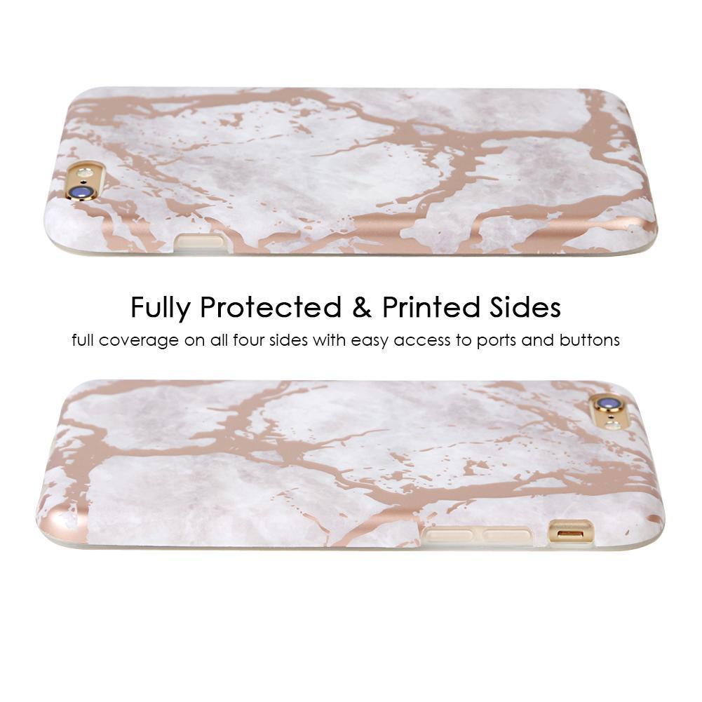White Marble Rose Gold Chrome iPhone Case