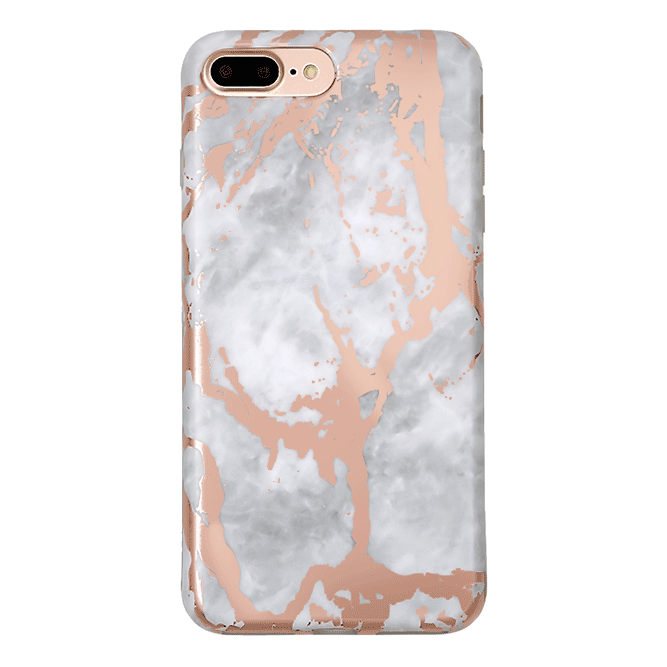 White Marble Rose Gold Chrome iPhone Case